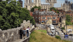 Photo by BBC Picture of bar walls and York Minster