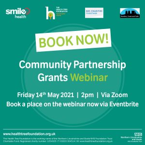 Book now! Community Partnership Grants Webinar. Fir 14 May, 2pm, via Zoom. Boolk a place on the webinar now via Eventbrite