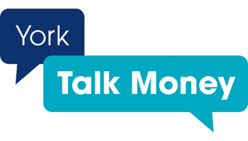 York Talk money image Two speech bubbles explaing the words York Talk money logo
