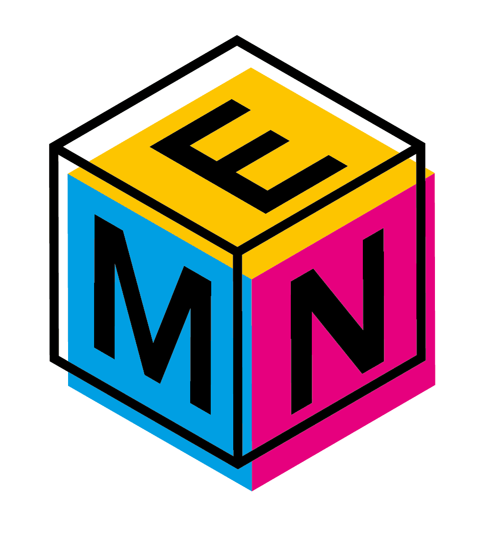 A brightly coloured cube with the letters MEN, this is the Menfulness logo.