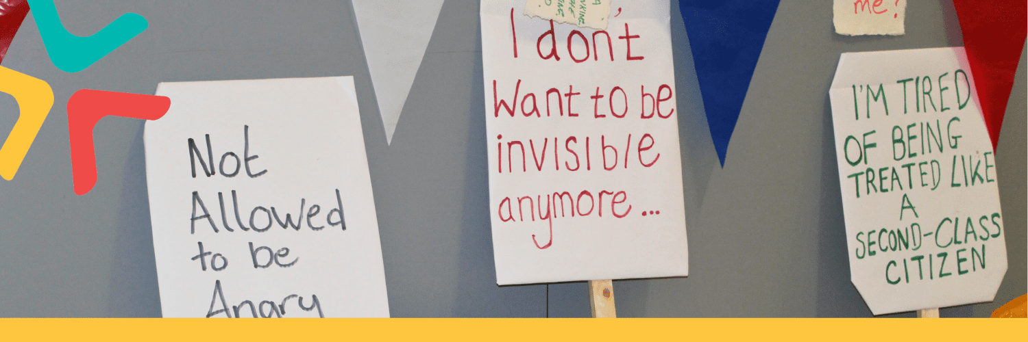 York Poverty Truth Commission Image of homemade placards - one reads 'I don't want to be invisible anymore'...