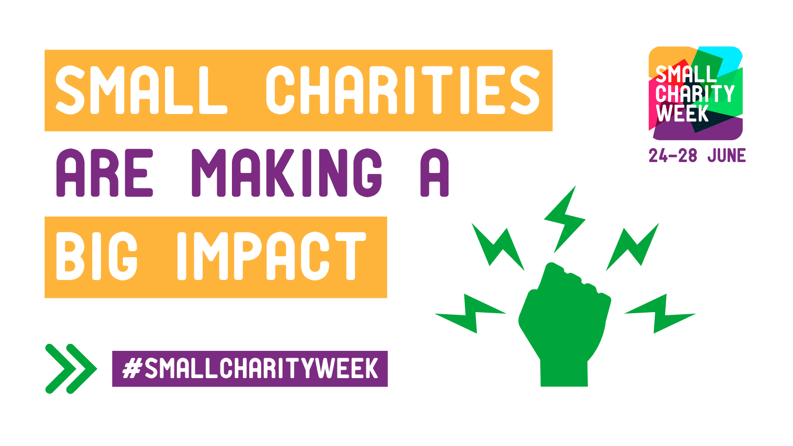 Text reads: Small charities are making a big impact #SmallCharityWeek