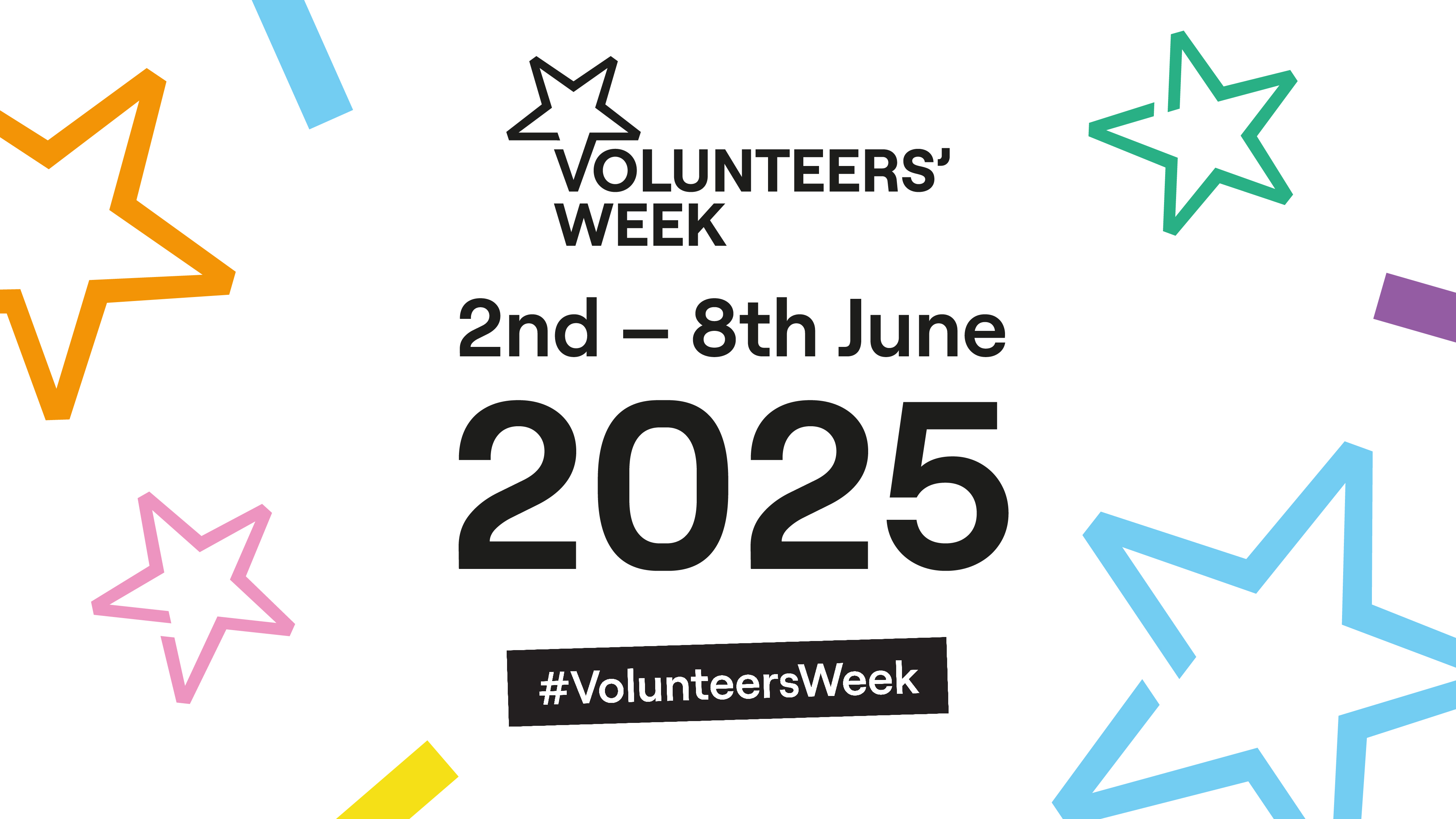 dbbbadd9-de24-8002-a8a4-96f864081ca7 Image shows multicoloured stars and shapes. The text reads: Volunteers Week 2nd - 8th June 2025 #VolunteersWeek