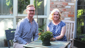 Lee Probert and Alison Semmence sat down in the courtyard area at the Priory Street Centre