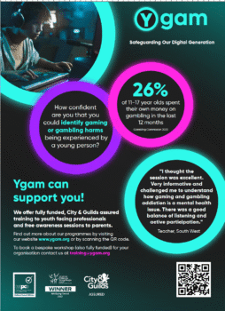 Image shows a poster for Ygam training.