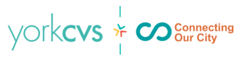Image shows the York CVS logo and Connecting our City logo