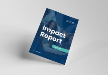 Image shows the front cover of the York CVS impact report 2024-25.