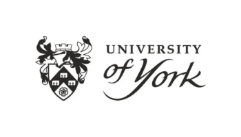 Logo for University of York featuring an emblem shield and the wording 'University of York'