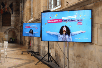 Image of the display screens at the Guildhall